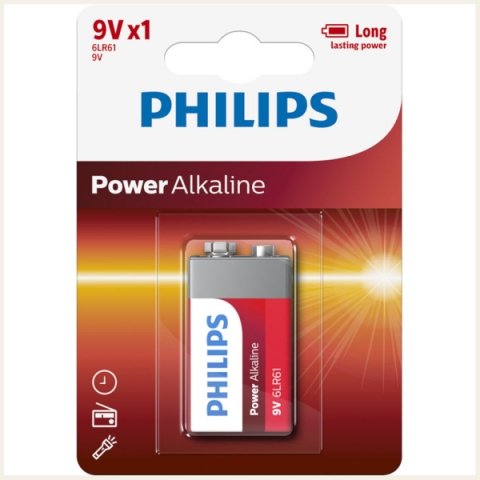 ΑΛΚΑΛΙΚΕΣ ΜΠΑΤΑΡΙΕΣ 9V POWER PHILIPS 6LR61 1τεμ