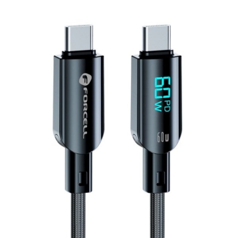 FORCELL F-ENERGY TYPE C TO TYPE C DATA CABLE DIGITAL PD 60W 1.2m 3A black