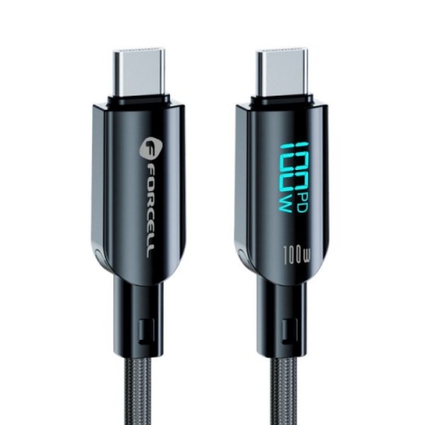 FORCELL F-ENERGY TYPE C TO TYPE C DATA CABLE DIGITAL PD 100W 1.2m 5A black