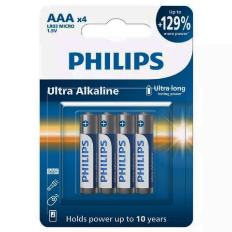 ΑΛΚΑΛΙΚΕΣ ΜΠΑΤΑΡΙΕΣ AAA ULTRA PHILIPS LR03 1.5V 4τεμ