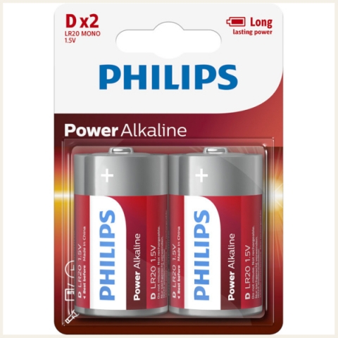 ΑΛΚΑΛΙΚΕΣ ΜΠΑΤΑΡΙΕΣ D POWER PHILIPS LR20 1.5V 2τεμ