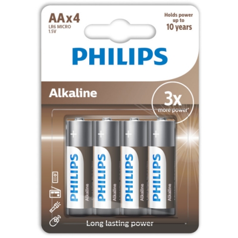 ΑΛΚΑΛΙΚΕΣ ΜΠΑΤΑΡΙΕΣ AA PHILIPS  LR6 1.5V 4τεμ
