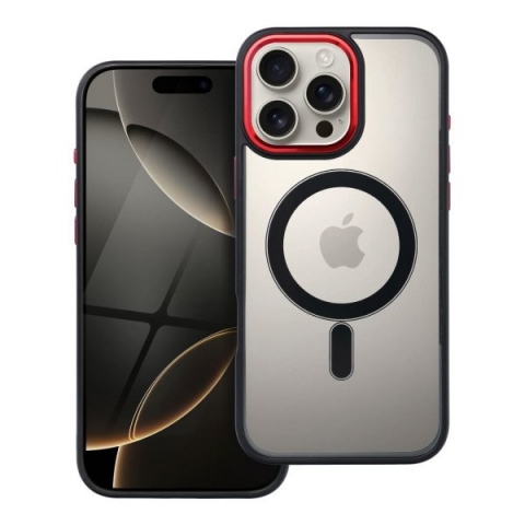 iS TPU MAG COLOR EDGE IPHONE 15 PRO MAX trans black red backcover