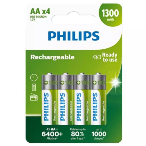 ΕΠΑΝΑΦΟΡΤΙΖΟΜΕΝΕΣ ΜΠΑΤΑΡΙΕΣ AA PHILIPS 1300mAh 1.2V 2τεμ.