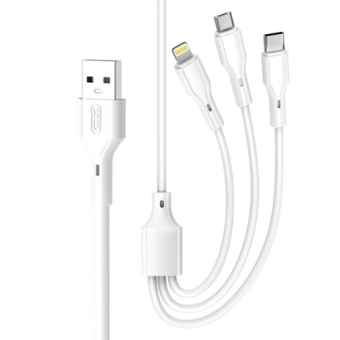XO DATA CABLE NB230 1 TYPE C | LIGHTNING | MICRO USB 2,4Α white